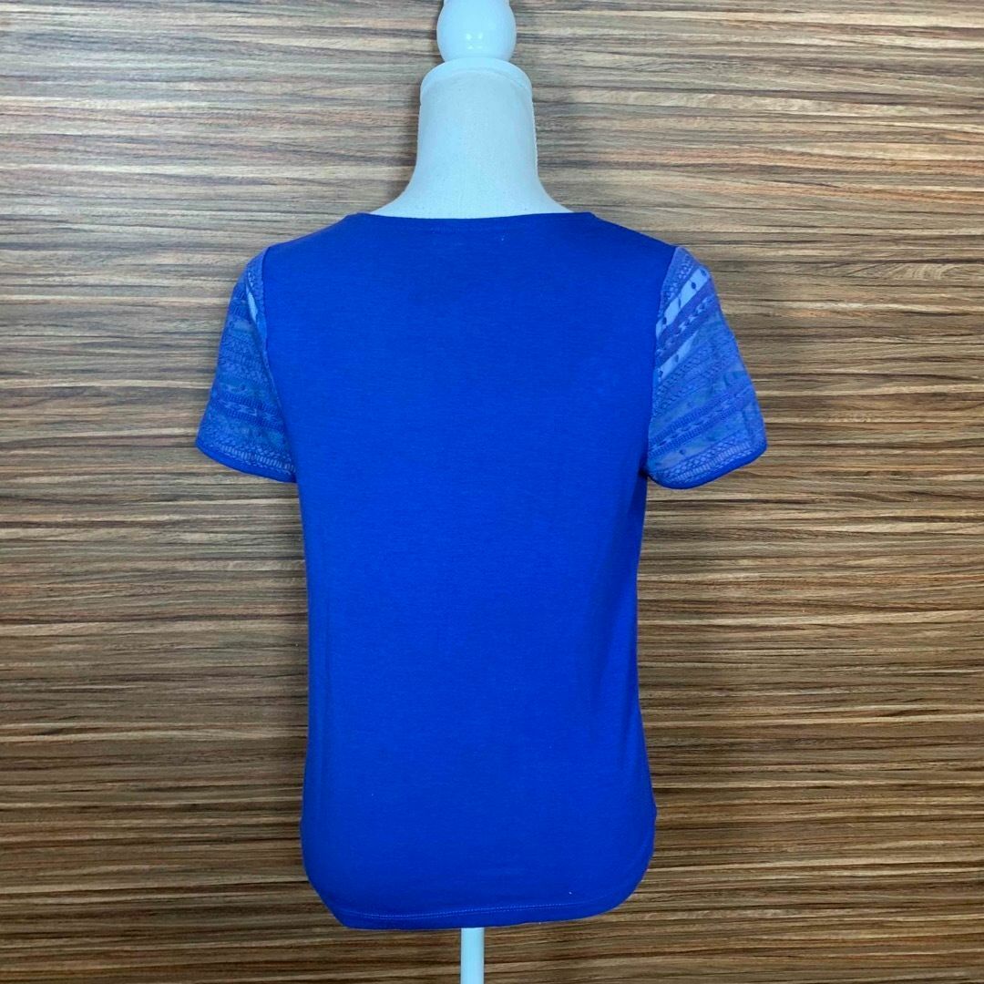 AG by aquagirl(エージーバイアクアガール)のエージーバイアクアガール Tシャツ Mサイズ ブルー 青 半袖 レーヨン レディースのトップス(Tシャツ(半袖/袖なし))の商品写真