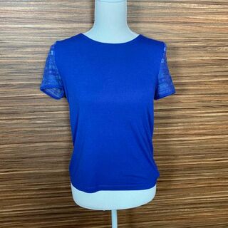 エージーバイアクアガール(AG by aquagirl)のエージーバイアクアガール Tシャツ Mサイズ ブルー 青 半袖 レーヨン(Tシャツ(半袖/袖なし))