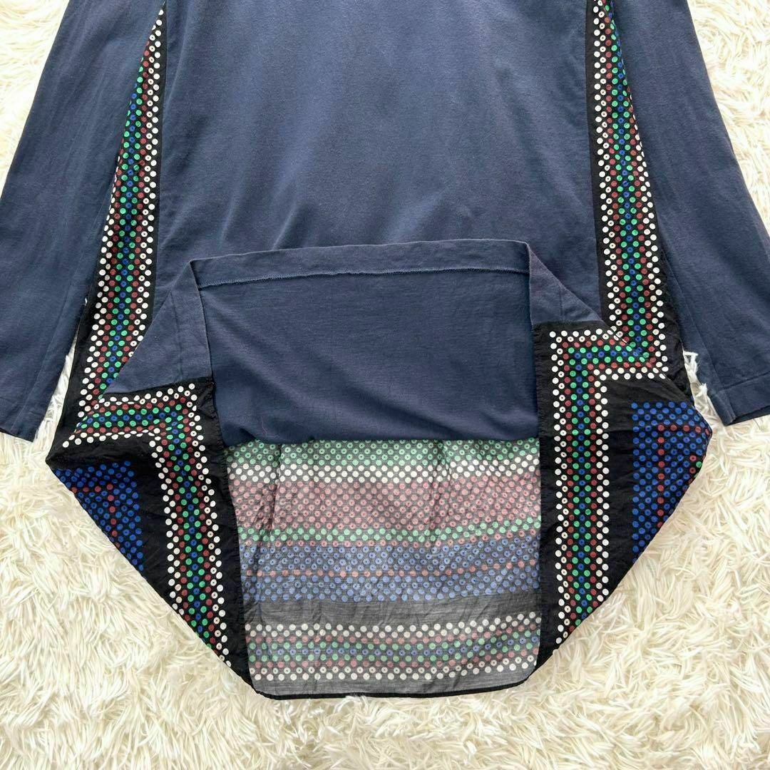 sacai(サカイ)のsacai サカイ バックギャザー ワンピース ドット ネイビー マルチカラー レディースのワンピース(ひざ丈ワンピース)の商品写真