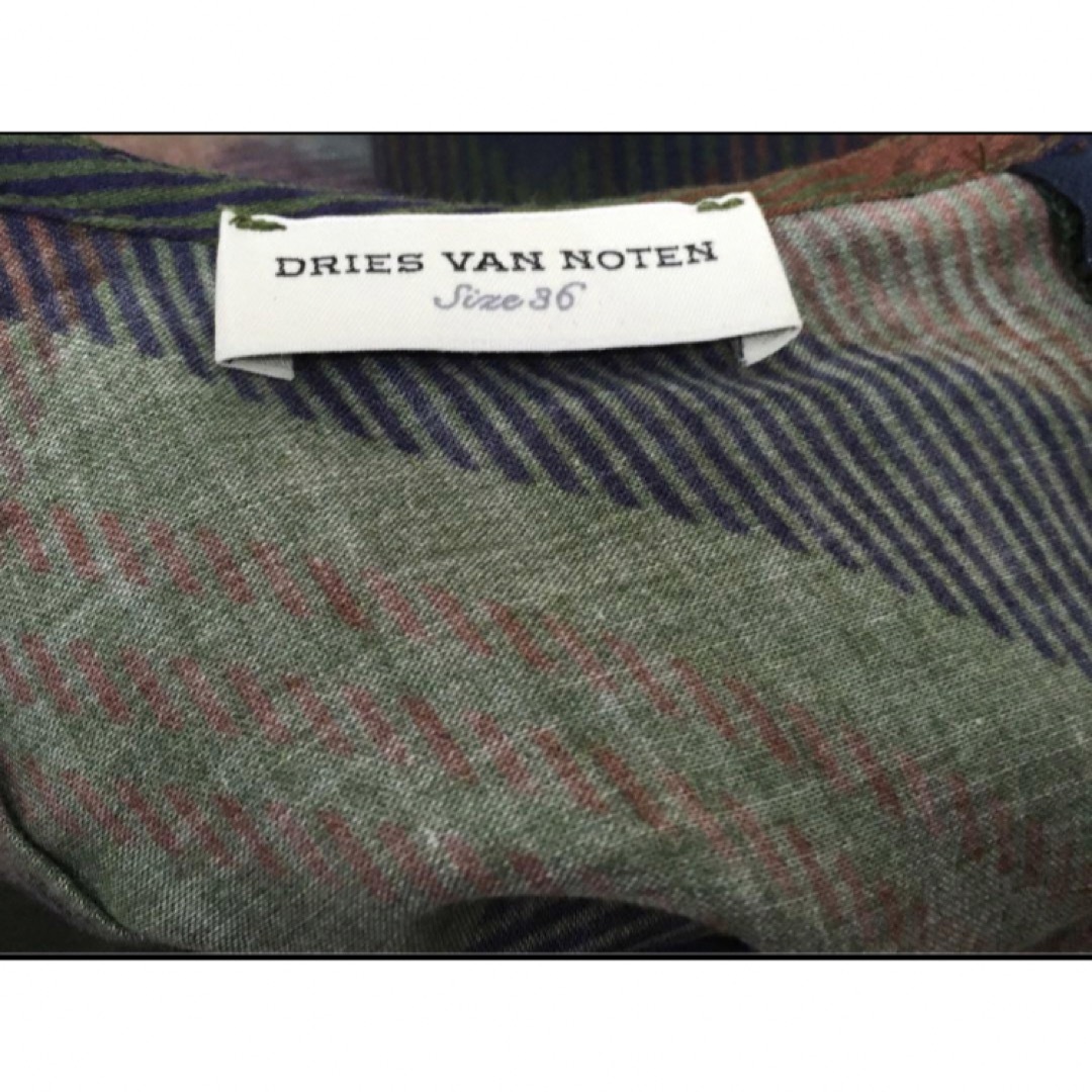 DRIES VAN NOTEN(ドリスヴァンノッテン)のドリスヴァンノッテン 13ss オーガンジー チェック ワンピース36／グリーン レディースのワンピース(ひざ丈ワンピース)の商品写真