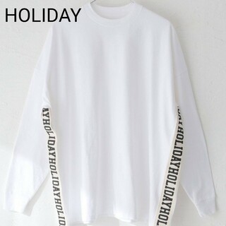 ホリデイ(holiday)のHOLIDAY ホリデイ スーパーファイン ドライ ミニドレス テープ 白(Tシャツ(長袖/七分))