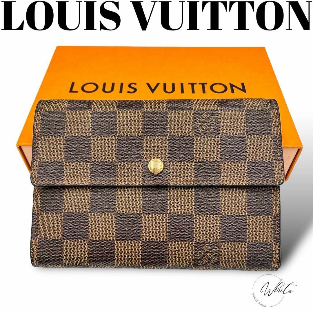 LOUIS VUITTON(ルイヴィトン)の【美品】ルイヴィトン　ダミエエベヌ トレゾール　エテュイ パピエ 3つ折り財布 レディースのファッション小物(財布)の商品写真