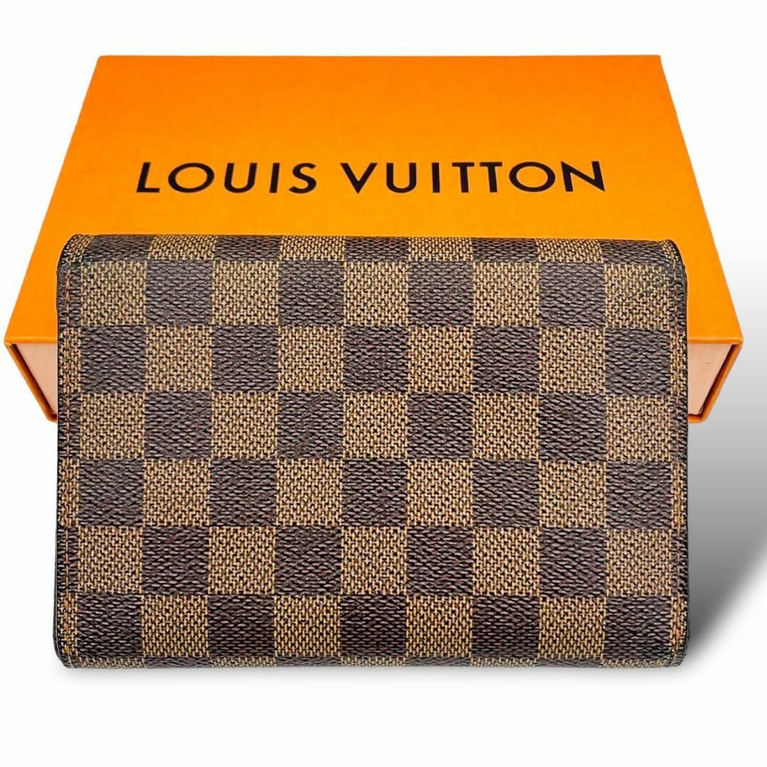 LOUIS VUITTON(ルイヴィトン)の【美品】ルイヴィトン　ダミエエベヌ トレゾール　エテュイ パピエ 3つ折り財布 レディースのファッション小物(財布)の商品写真