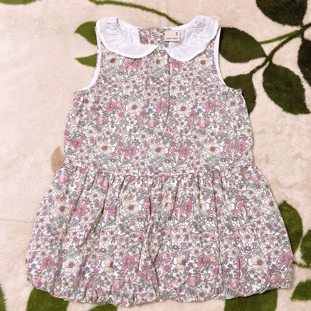 petit main(プティマイン)の花柄　ワンピース　ジャンバースカート　90 キッズ/ベビー/マタニティのキッズ服女の子用(90cm~)(ワンピース)の商品写真