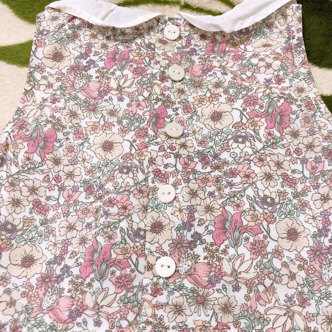 petit main(プティマイン)の花柄　ワンピース　ジャンバースカート　90 キッズ/ベビー/マタニティのキッズ服女の子用(90cm~)(ワンピース)の商品写真