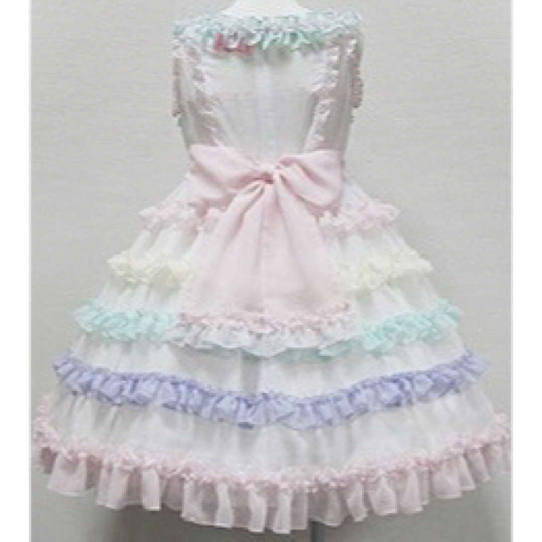 Angelic Pretty(アンジェリックプリティー)の新品タグ付 シャボン玉ジャンパースカート カチューシャ シロ  レディースのワンピース(ひざ丈ワンピース)の商品写真