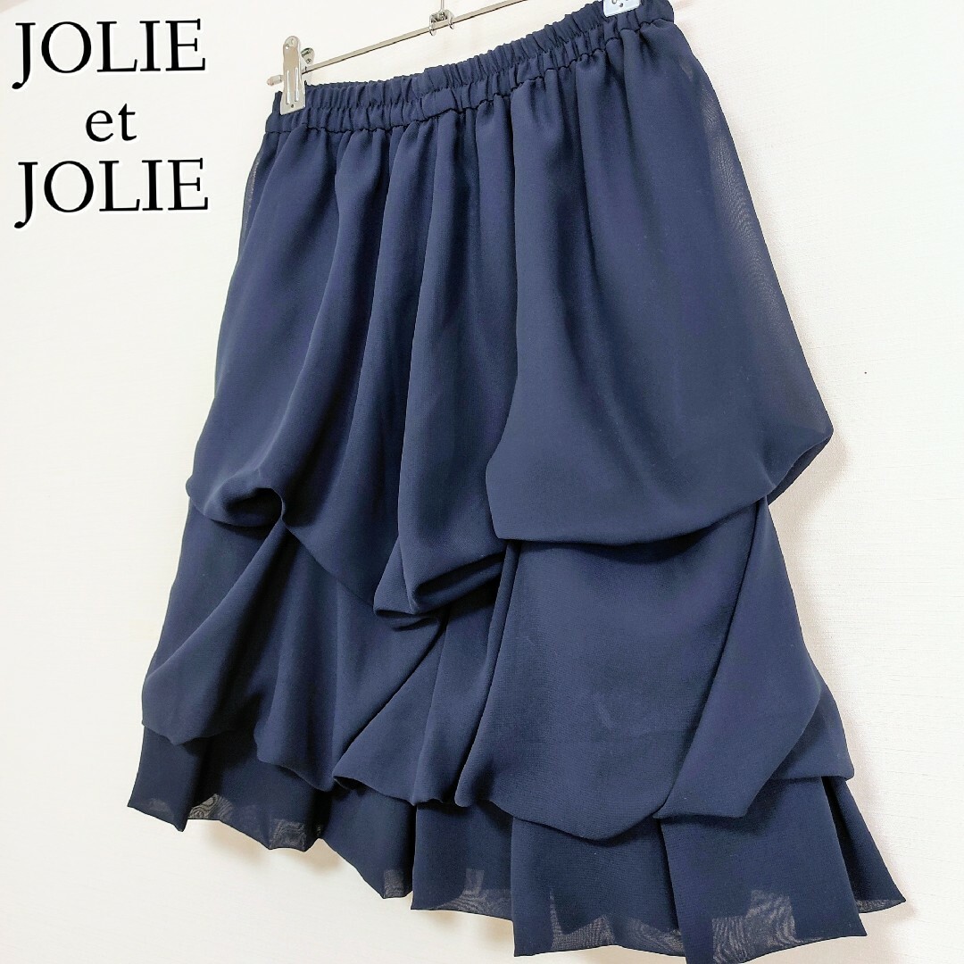 JOLIE et JOLIE☆ティアードスカート　M　ネイビー　段々　ニッセン レディースのスカート(ひざ丈スカート)の商品写真