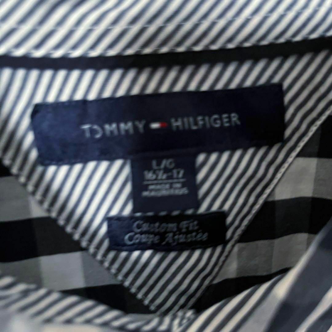 TOMMY HILFIGER(トミーヒルフィガー)のUS古着　トミーヒルフィガー長袖ブロードチェック柄BDシャツ　サイズL 黒×白 メンズのトップス(シャツ)の商品写真