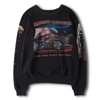 ハーレーダビッドソン(Harley Davidson)の古着 80年代 ハーレーダビッドソン Harley-Davidson 両面プリント 袖プリント プリントスウェットシャツ トレーナー メンズM ヴィンテージ /evb005119(スウェット)