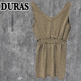 DURAS - 【美品】DURAS チュニック トップス 千鳥柄 ノースリーブ フレア フリルF