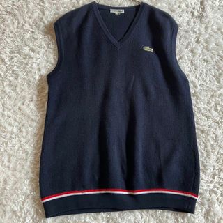 LACOSTE - 【超希少】CHEMISE LACOSTE ベスト　リンガー　刺繍ワニ　ネイビー