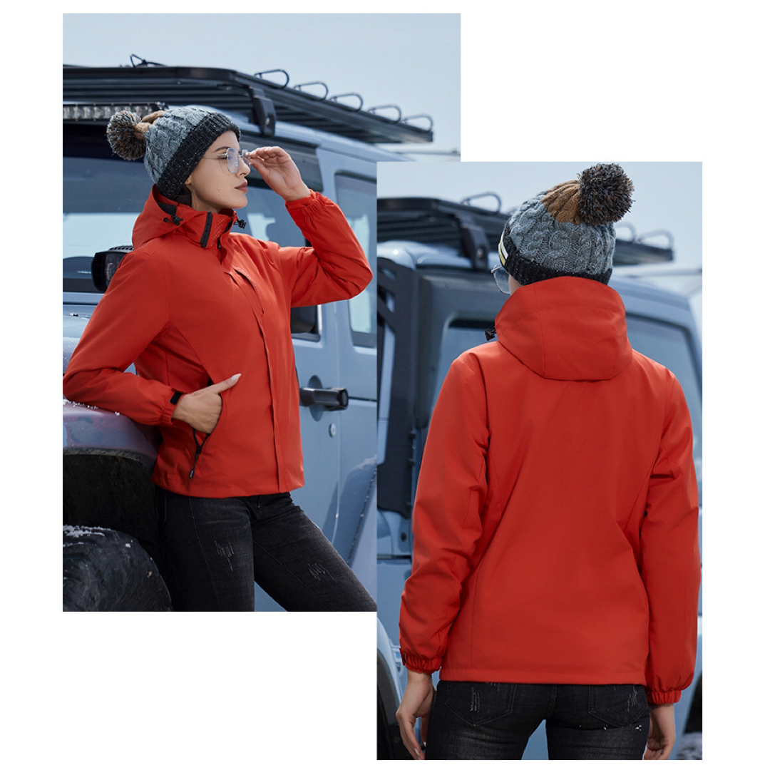 アウトドアウェア登山服 シェルジャケット レッドM レディースのジャケット/アウター(ナイロンジャケット)の商品写真