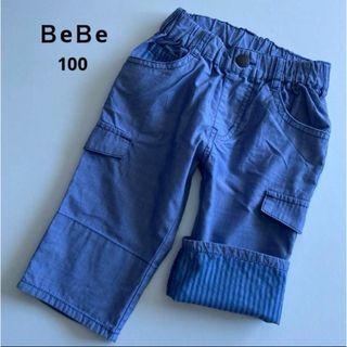 ベベ(BeBe)のべべ　ハーフ　パンツ　裾折り返し　ストライプ　春　夏　ミキハウス　ファミリア(パンツ/スパッツ)