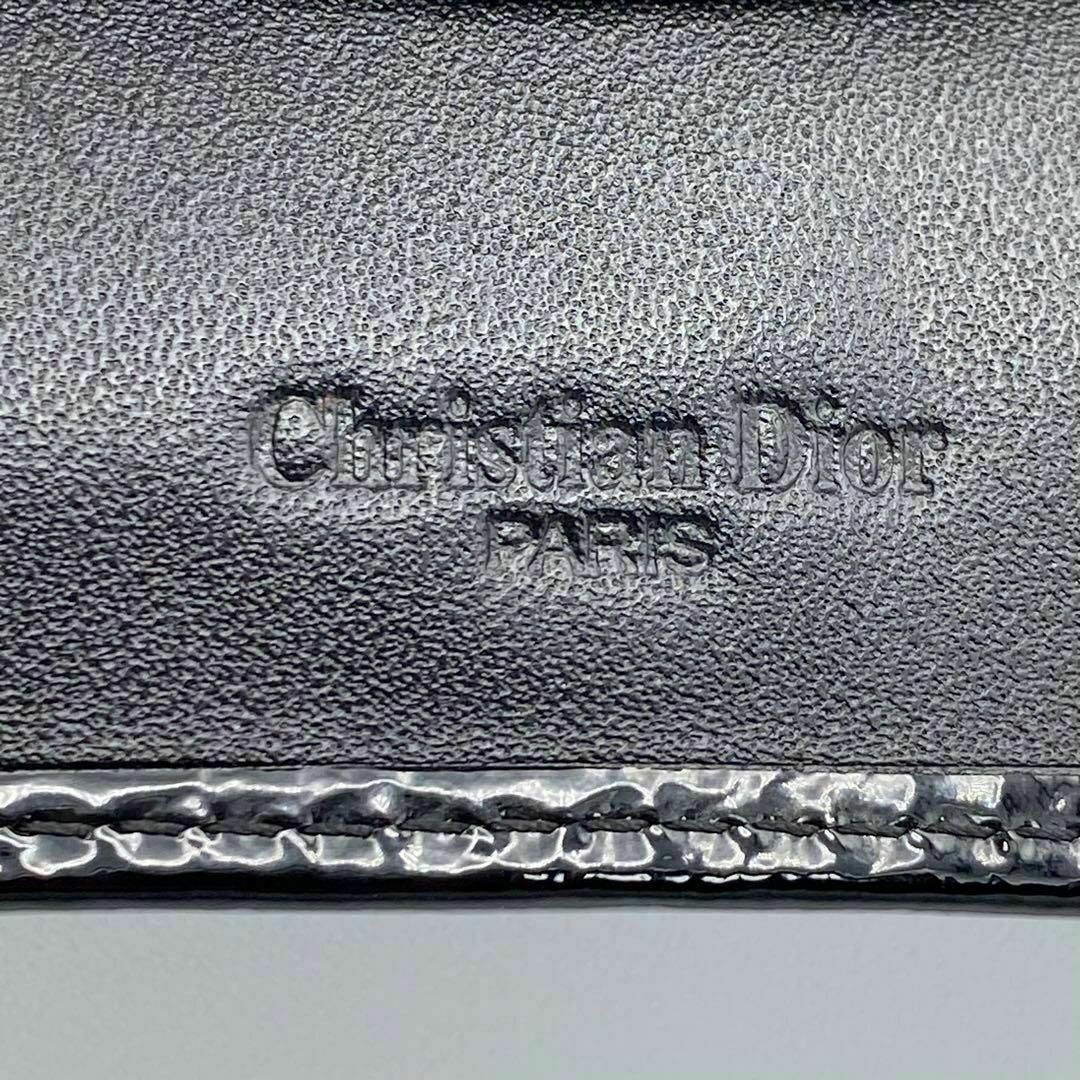 Christian Dior(クリスチャンディオール)の《美品》　クリスチャンディオール　エナメルレザー　三つ折り財布　ブラック レディースのファッション小物(財布)の商品写真