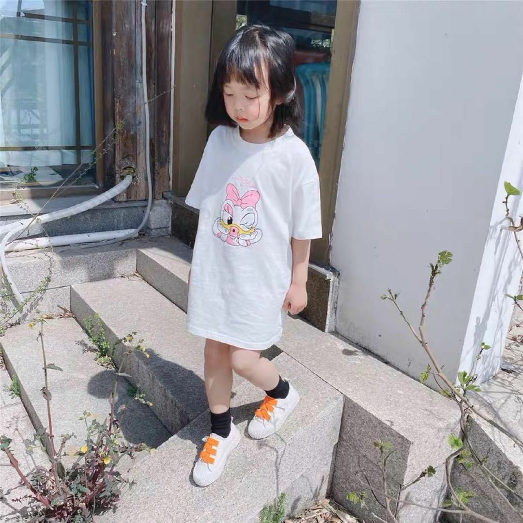 Disney　ディズニー　デイジー　韓国子供服　Tシャツ　半袖　ワンピース　90 キッズ/ベビー/マタニティのキッズ服女の子用(90cm~)(ワンピース)の商品写真