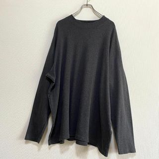 ヴィンテージ(VINTAGE)のアメリカ古着　モックネック　長袖　Tシャツ　ロンT　無地　ビッグサイズ P424(Tシャツ/カットソー(七分/長袖))