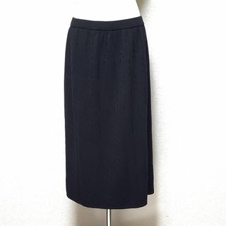フィットミーモア ブラック ウール100% ウエストゴム スカート サイズF(ひざ丈スカート)