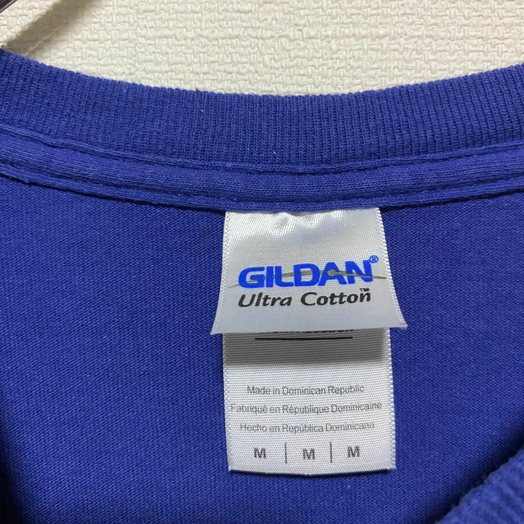 GILDAN(ギルタン)のアメリカ古着　半袖　Ｔシャツ　文字　プリント　ロゴ　ブルー　Ｍサイズ　P237 メンズのトップス(Tシャツ/カットソー(半袖/袖なし))の商品写真