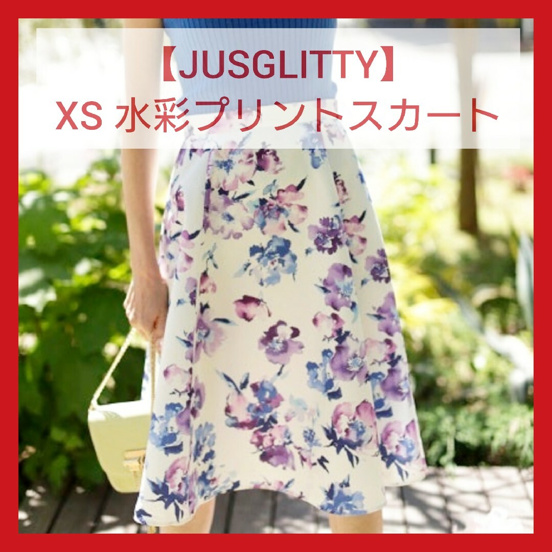 JUSGLITTY(ジャスグリッティー)の【30】JUSGLITTY スカート XSサイズ 花柄 レディースのスカート(ひざ丈スカート)の商品写真