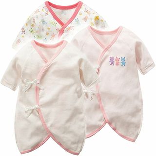 【色: コンビ肌着 ピンク 3枚セット】新生児 肌着 セット 短肌着 コンビ肌着(その他)