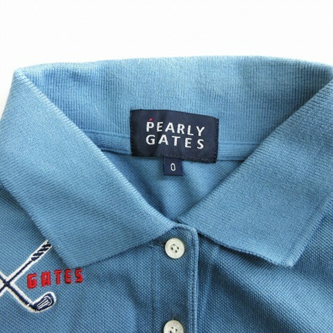 PEARLY GATES(パーリーゲイツ)のパーリーゲイツ ポロシャツ 半袖 刺繍 青 ブルー系 0 XS相当 ■002 スポーツ/アウトドアのゴルフ(ウエア)の商品写真
