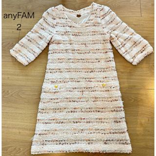 エニィファム(anyFAM)のanyfam エニィファム　ワンピース　2 S レディース　七分　長袖(ひざ丈ワンピース)