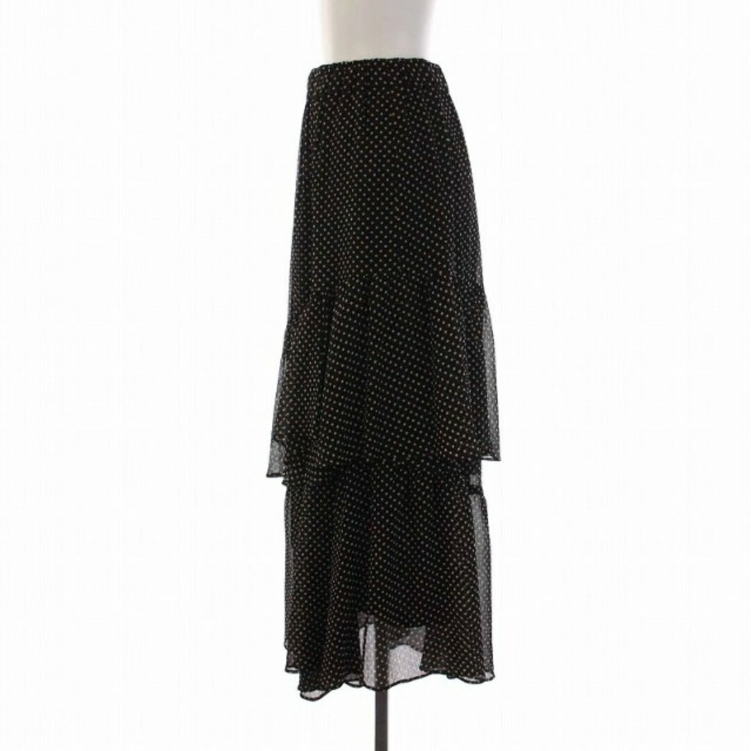 Spick & Span(スピックアンドスパン)のスピック&スパン ティアードスカート フレア ロング ドット 黒 ベージュ レディースのスカート(ロングスカート)の商品写真