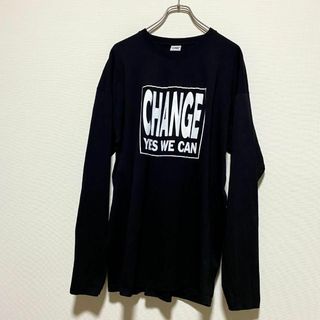 フルーツオブザルーム(FRUIT OF THE LOOM)のアメリカ古着　Yes we can オバマ大統領　長袖　Tシャツ　ロンT(Tシャツ/カットソー(七分/長袖))