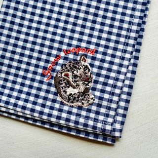 珍獣ハンカチ ユキヒョウ アニマル柄 刺繍 ランチクロス(ハンカチ)