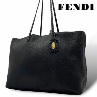 フェンディ(FENDI)の良品 FENDI トートバッグ セレリア 大容量 A4 肩掛け レザー ブラック(トートバッグ)