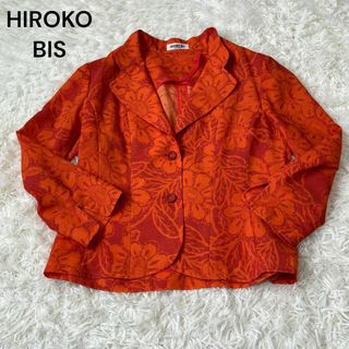 ヒロコビス(HIROKO BIS)のHIROKO　ヒロコビス　花柄　ジャケット　アロハ　オレンジ　ヒロココシノ(テーラードジャケット)