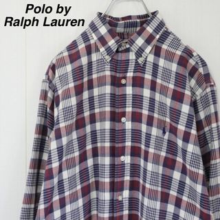 ポロラルフローレン(POLO RALPH LAUREN)の【大人気】ポロバイラルフローレン／チェックシャツ　刺繍ロゴ　マドラスチェック　M(シャツ)