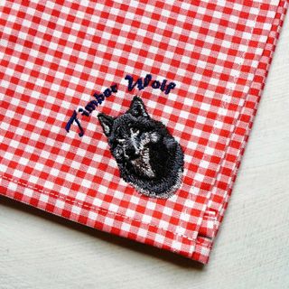 珍獣ハンカチ シンリンオオカミ アニマル柄 刺繍 ランチクロス(ハンカチ)