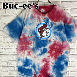 Buc-ee's バッキーズ タイダイ赤青 両面デザイン Tシャツ 半袖 輸入品(Tシャツ/カットソー(半袖/袖なし))