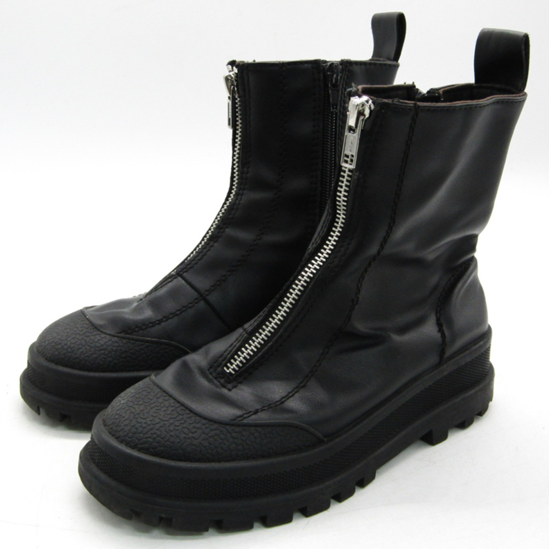 ZARA(ザラ)のザラ ミドルブーツ フロントジップ 靴 シューズ 黒  レディース 22.5サイズ ブラック ZARA レディースの靴/シューズ(ブーツ)の商品写真