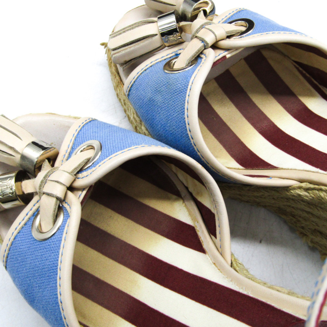celine(セリーヌ)のセリーヌ サンダル ウエッジソール ストラップ タッセル ブランド 靴 シューズ レディース 36サイズ ブルー CELINE レディースの靴/シューズ(サンダル)の商品写真