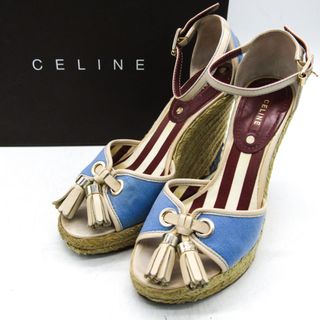 セリーヌ(celine)のセリーヌ サンダル ウエッジソール ストラップ タッセル ブランド 靴 シューズ レディース 36サイズ ブルー CELINE(サンダル)