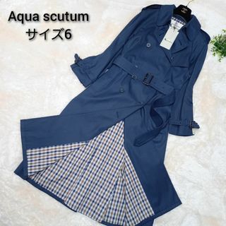 AQUA SCUTUM - 【未使用タグ付★極美品】アクアスキュータム　ロングトレンチコート　ネイビー　M