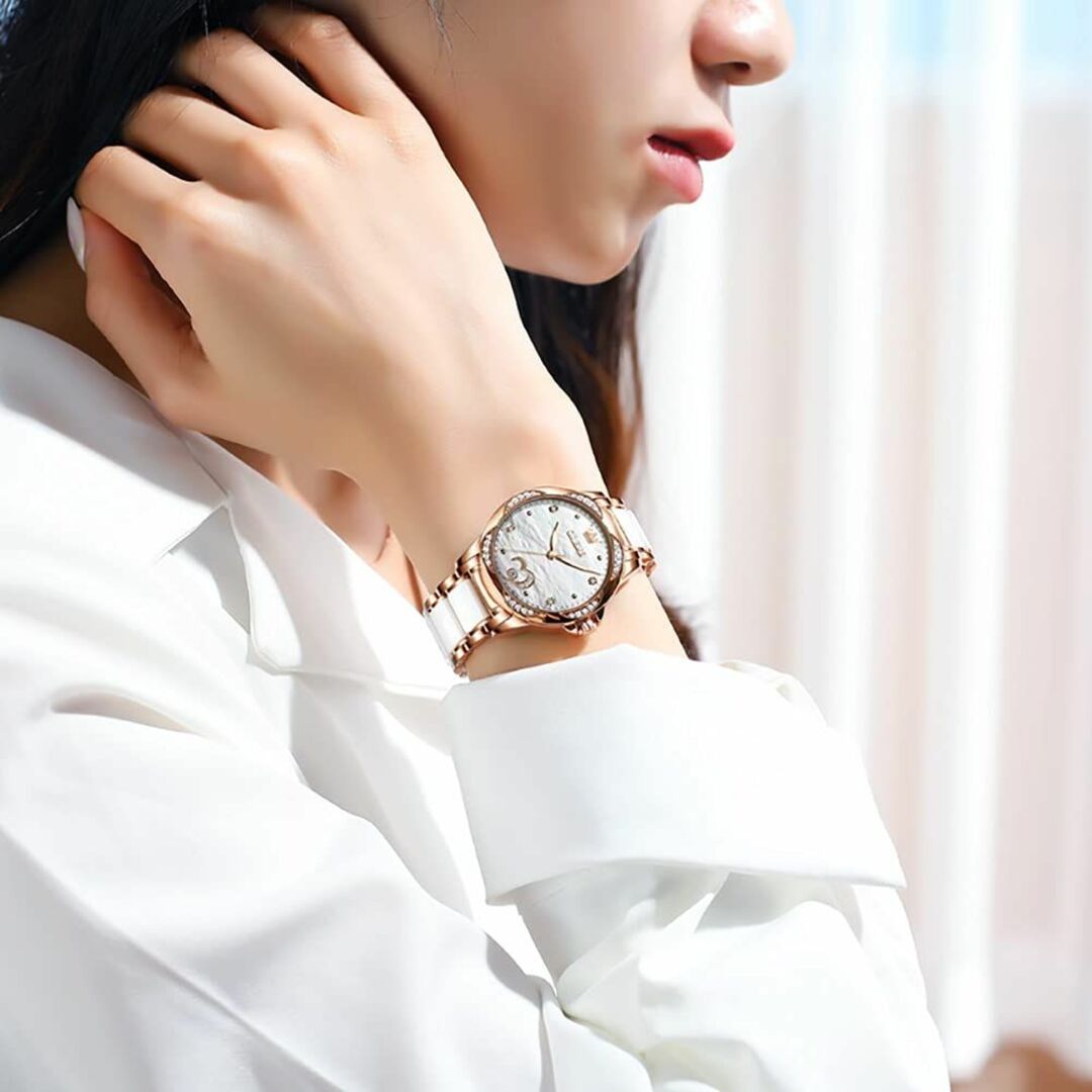 【色: ホワイト】OLEVS 腕時計 レディース 人気 うで時計 レディース 防
