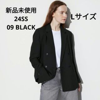 ユニクロ(UNIQLO)の新品未使用 ユニクロ 24SS ダブルジャケット ブラック Lサイズ(テーラードジャケット)