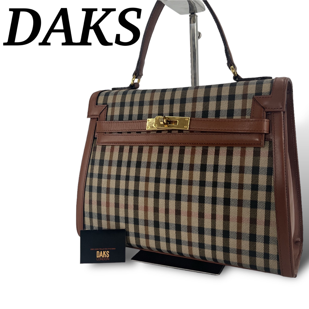 DAKS(ダックス)の入手困難　当時物　ダックス　ハンドバッグ　ハウスチェック　ゴールド金具　レザー レディースのバッグ(ハンドバッグ)の商品写真