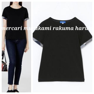 ブルーレーベルクレストブリッジ(BLUE LABEL CRESTBRIDGE)の ブルーレーベルクレストブリッジ　ブラック　袖チェックTシャツ(Tシャツ(半袖/袖なし))