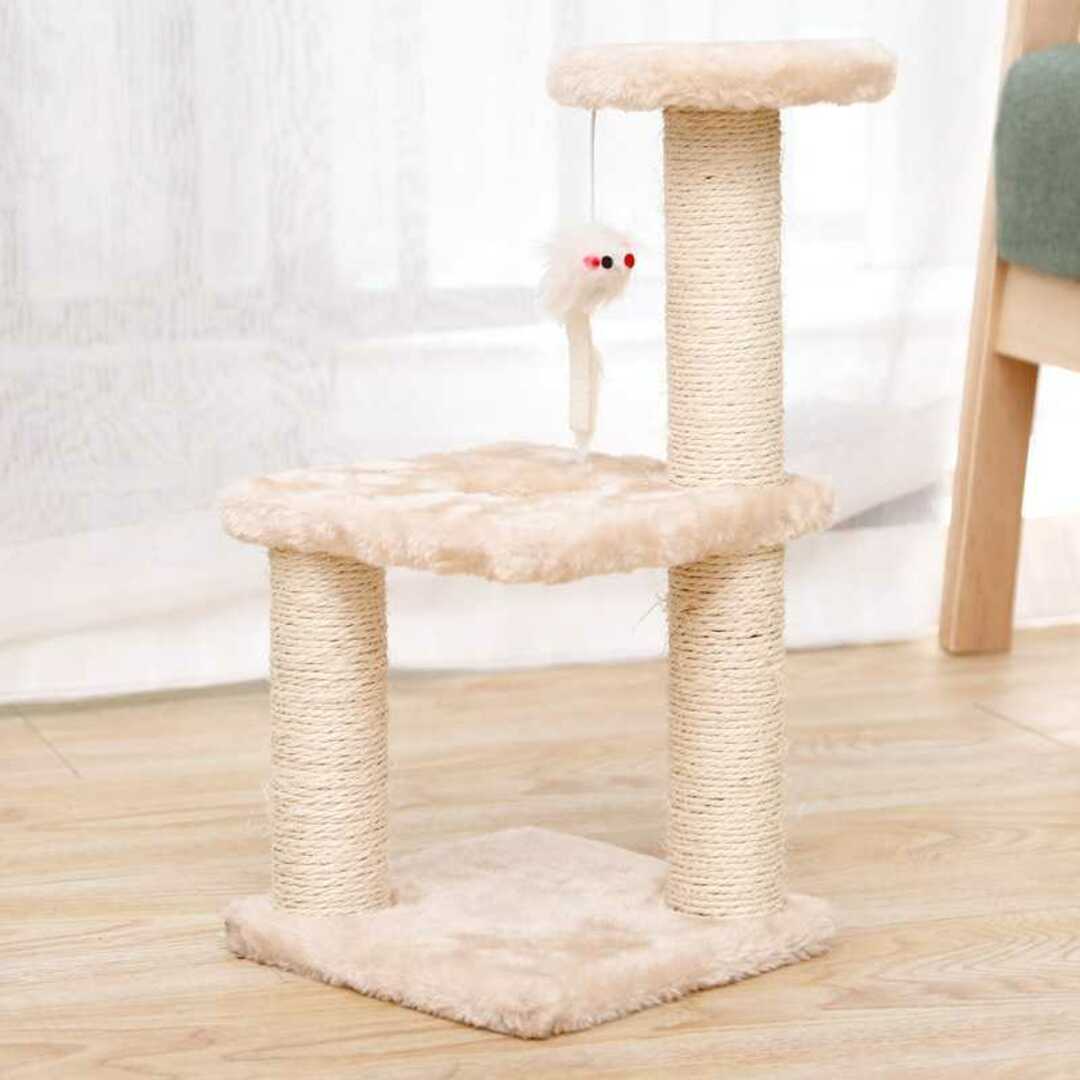 キャットタワー 猫タワー 麻 組立簡単 3階建て ベージュ N437 その他のペット用品(猫)の商品写真