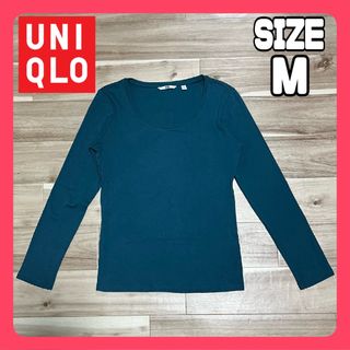 ユニクロ(UNIQLO)のUNIQLO ユニクロ レディース 長袖 カットソー グリーン Mサイズ(カットソー(長袖/七分))