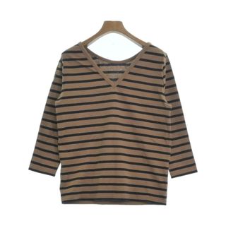 ルミノア(Le Minor)のLe minor ルミノア Tシャツ・カットソー -(M位) 茶x黒(ボーダー) 【古着】【中古】(カットソー(半袖/袖なし))