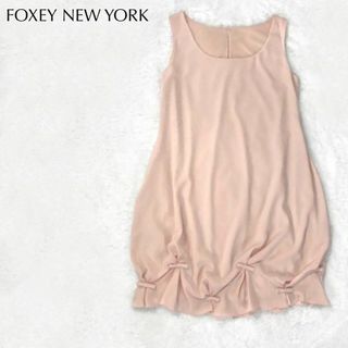 フォクシーニューヨーク(FOXEY NEW YORK)の【美品】FOXEY NEW YORKキャンディーヘムワンピース バルーン リボン(ひざ丈ワンピース)