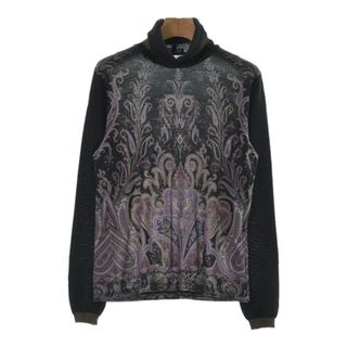 エトロ(ETRO)のETRO ニット・セーター 46(XL位) 黒x紫系xベージュ系(ペイズリー) 【古着】【中古】(ニット/セーター)