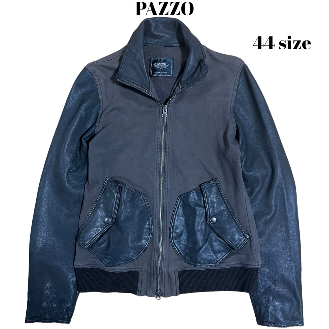 PAZZO(パッゾ)の00’s PAZZO トラックジャケット 羊革レザー切り替え グランジ Y2K メンズのジャケット/アウター(レザージャケット)の商品写真