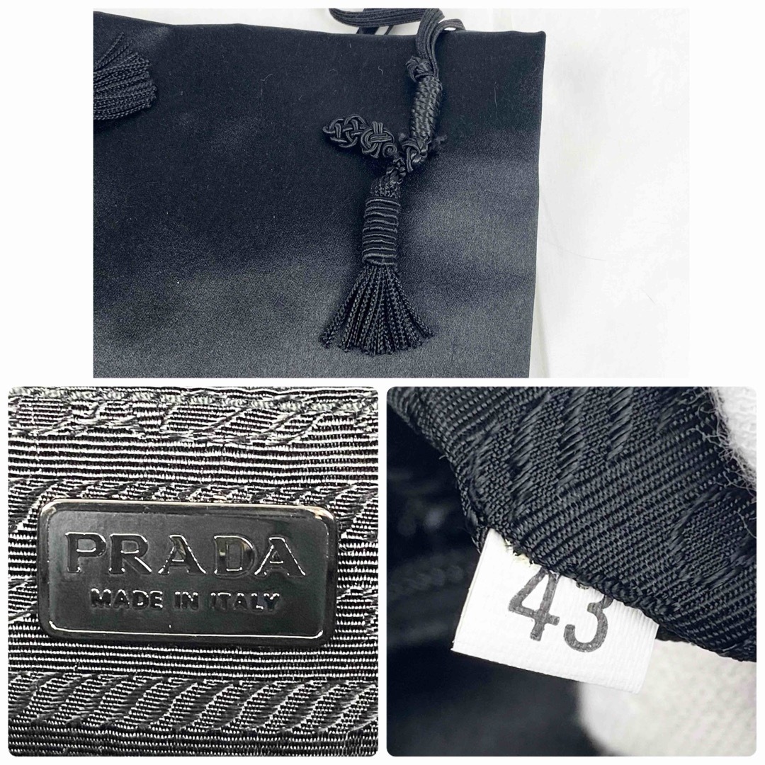 PRADA(プラダ)のPRADA プラダ　ショルダーバッグ　ブラック　サテン　タッセル　クロスボディ レディースのバッグ(ショルダーバッグ)の商品写真