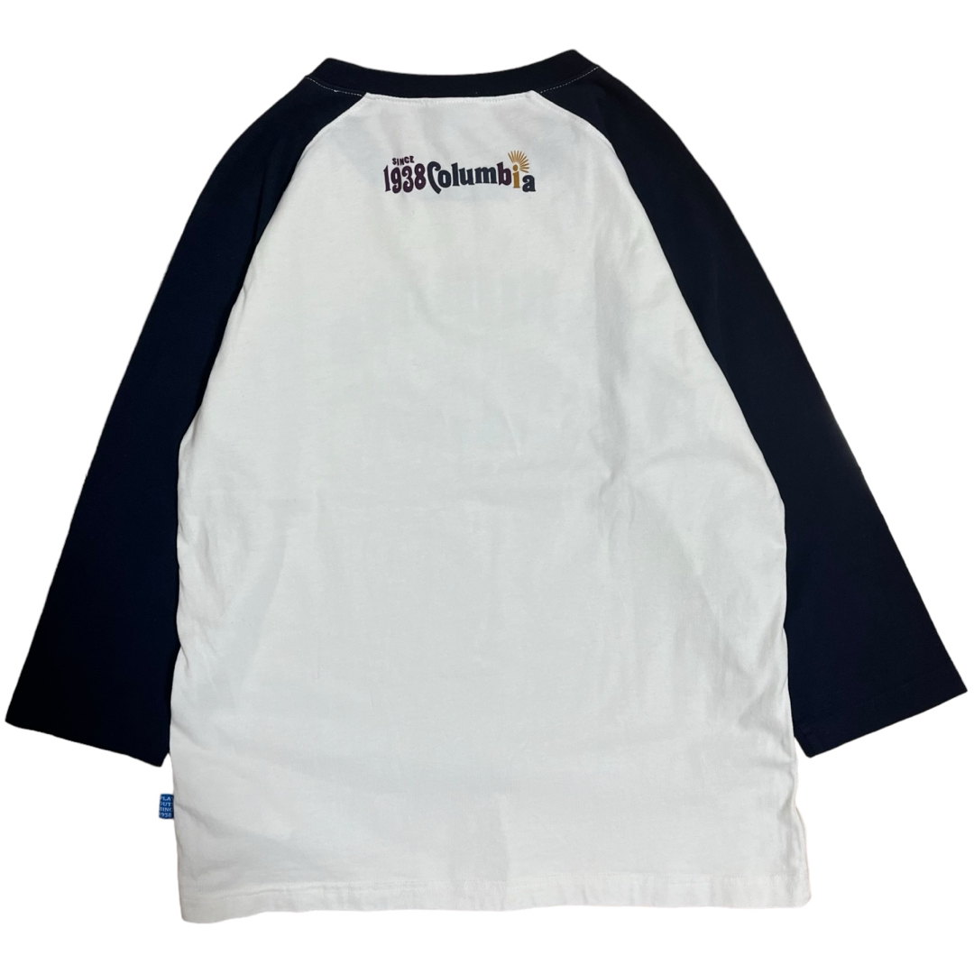 Columbia(コロンビア)のColumbia ラグランTシャツ 七分丈 ポップロゴ ホワイト×ネイビー メンズのトップス(Tシャツ/カットソー(七分/長袖))の商品写真